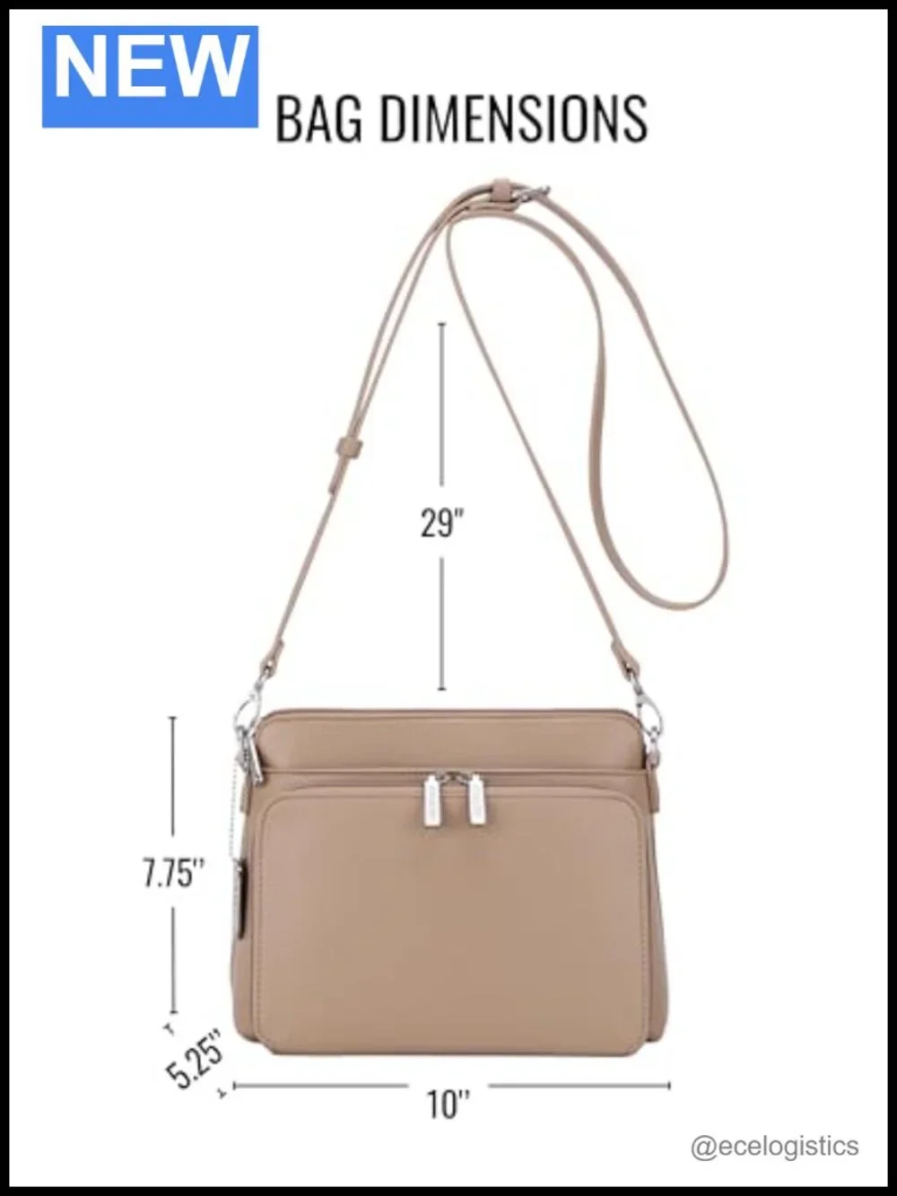 Vegan Leather CCW Crossbody Bag with Adjustable Strap Multi-Zipper